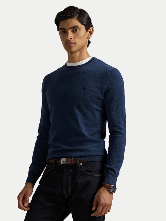 Polo Ralph Lauren Пуловер 710946143006 Тъмносин Slim Fit цвят на ниска цена