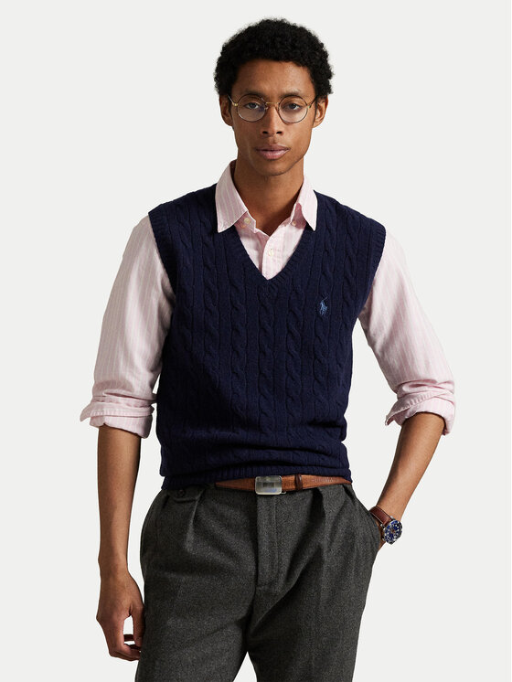 Polo Ralph Lauren Пуловер 710974166001 Тъмносин Regular Fit цвят на ниска цена