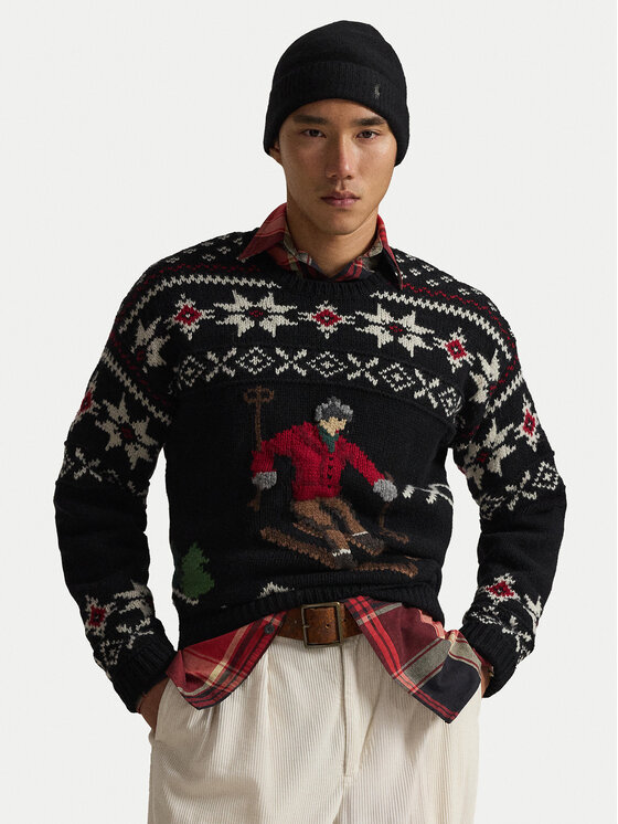 Polo Ralph Lauren Пуловер 710982259001 Черен Regular Fit цвят на ниска цена