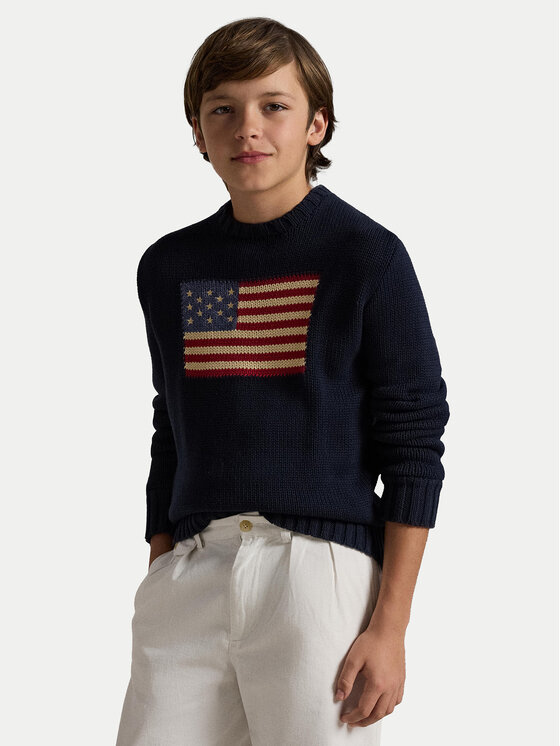Polo Ralph Lauren Пуловер Hunter 323668285001 Тъмносин Regular Fit цвят на ниска цена