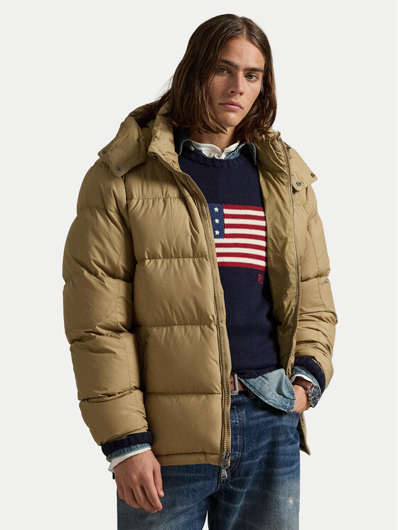 Polo Ralph Lauren Пухено яке 710968278010 Каки Regular Fit цвят на ниска цена