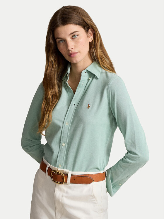 Polo Ralph Lauren Риза 211924258009 Зелен Slim Fit цвят на ниска цена