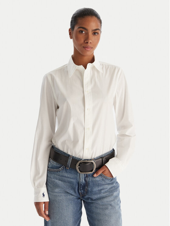 Polo Ralph Lauren Риза 211941509002 Бял Slim Fit цвят на ниска цена