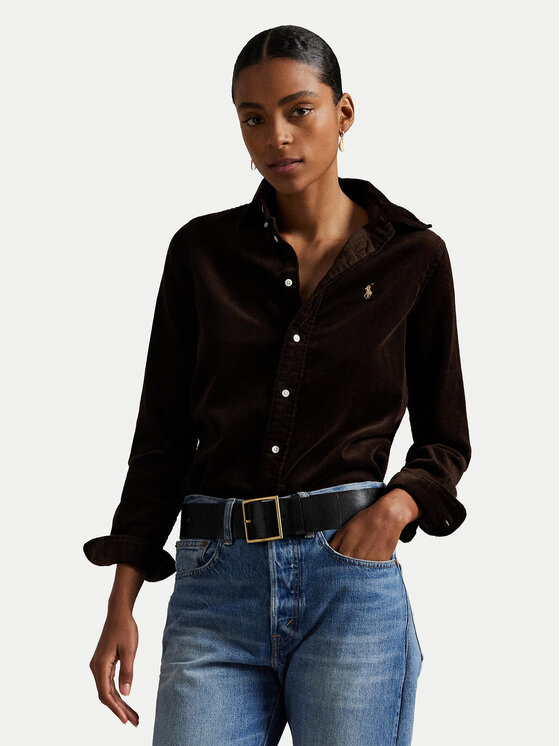 Polo Ralph Lauren Риза 211971526002 Кафяв Slim Fit цвят на ниска цена