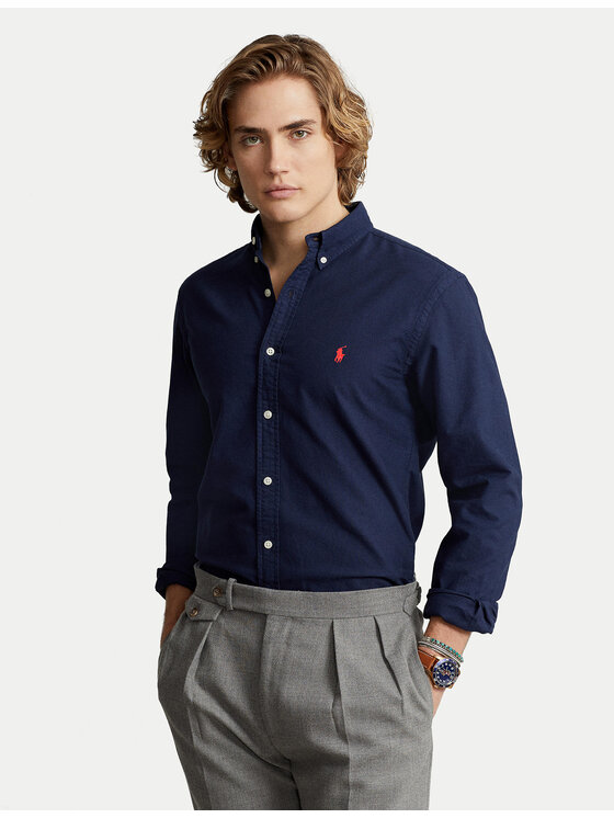 Polo Ralph Lauren Риза 710767828003 Тъмносин Slim Fit цвят на ниска цена