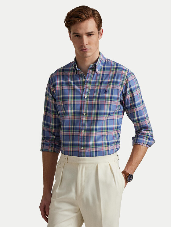 Polo Ralph Lauren Риза 710922273005 Син Custom Fit цвят на ниска цена
