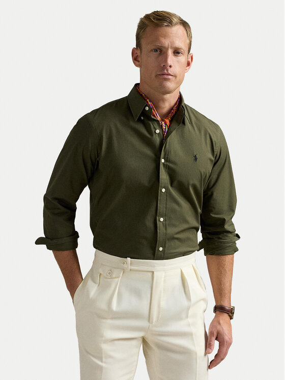 Polo Ralph Lauren Риза 710929348006 Зелен Slim Fit цвят на ниска цена