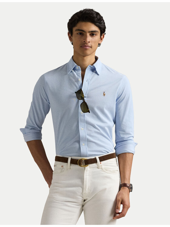 Polo Ralph Lauren Риза 710932545013 Светлосиньо Slim Fit цвят на ниска цена