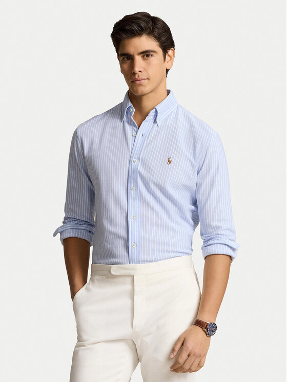 Polo Ralph Lauren Риза 710934575002 Светлосиньо Slim Fit цвят на ниска цена