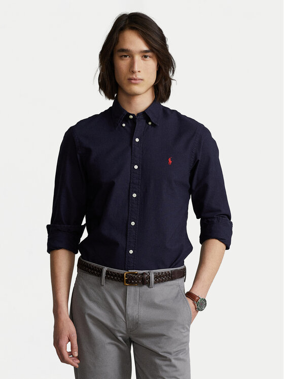 Polo Ralph Lauren Риза Bsr 710723610 Тъмносин Slim Fit цвят на ниска цена