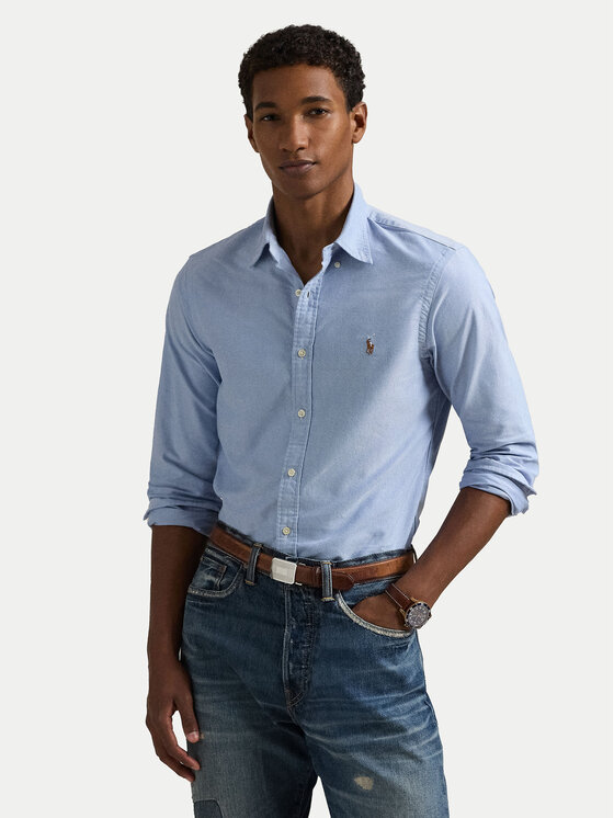 Polo Ralph Lauren Риза Core Replen 710549084 Светлосиньо Slim Fit цвят на ниска цена