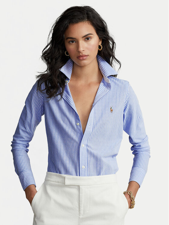 Polo Ralph Lauren Риза Oxford 211664416 Светлосиньо Slim Fit цвят на ниска цена