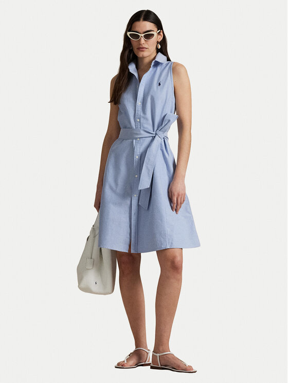 Polo Ralph Lauren Рокля тип риза 211906437006 Син Regular Fit цвят на ниска цена