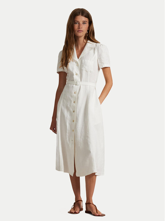 Polo Ralph Lauren Рокля тип риза 211972041001 Бял Regular Fit цвят на ниска цена