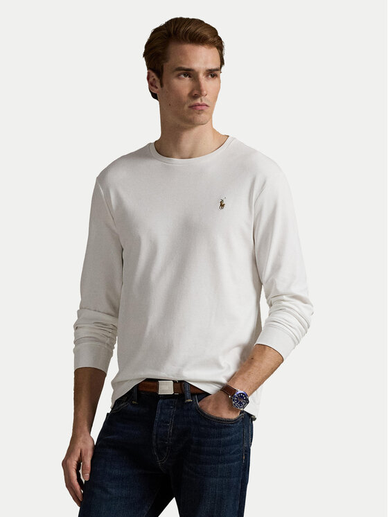 Polo Ralph Lauren Тениска с дълъг ръкав 710760121 Бял Slim Fit цвят на ниска цена