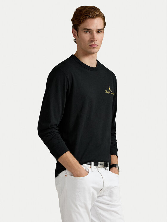 Polo Ralph Lauren Тениска с дълъг ръкав 710981783001 Черен Regular Fit цвят на ниска цена