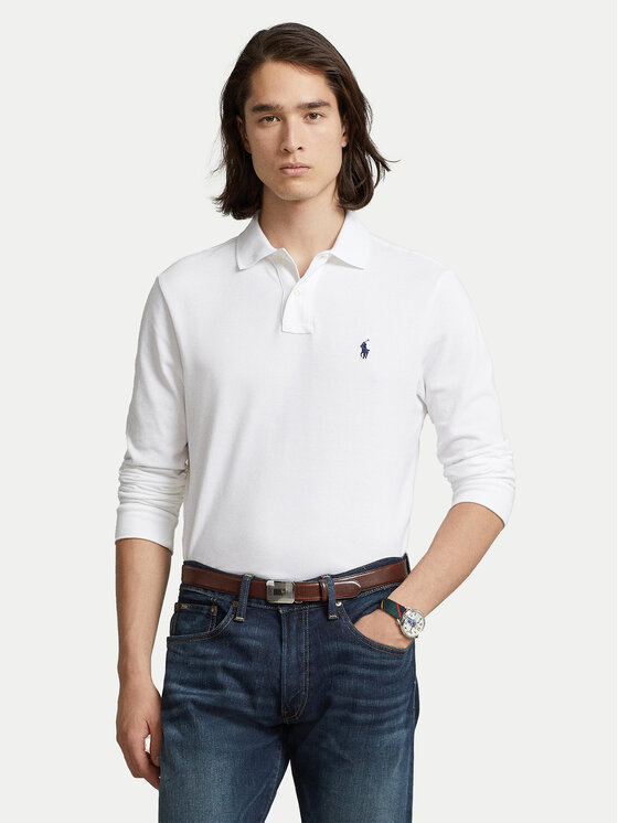 Polo Ralph Lauren Тениска с яка и копчета 710681126001 Бял Slim Fit цвят на ниска цена