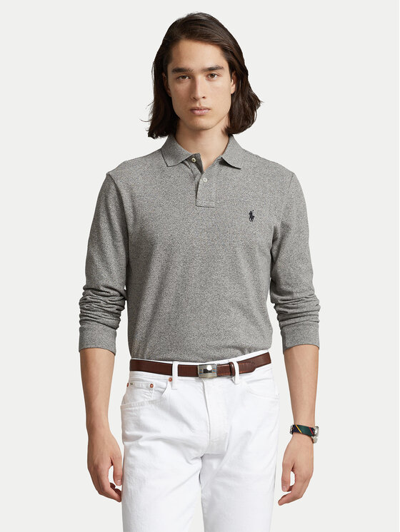 Polo Ralph Lauren Тениска с яка и копчета 710681126003 Сив Slim Fit цвят на ниска цена