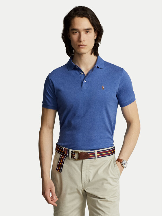 Polo Ralph Lauren Тениска с яка и копчета 710713130008 Син Custom Slim Fit цвят на ниска цена