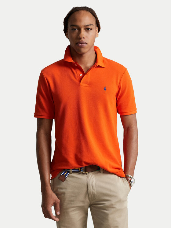 Polo Ralph Lauren Тениска с яка и копчета 710795080025 Оранжев Slim Fit цвят на ниска цена
