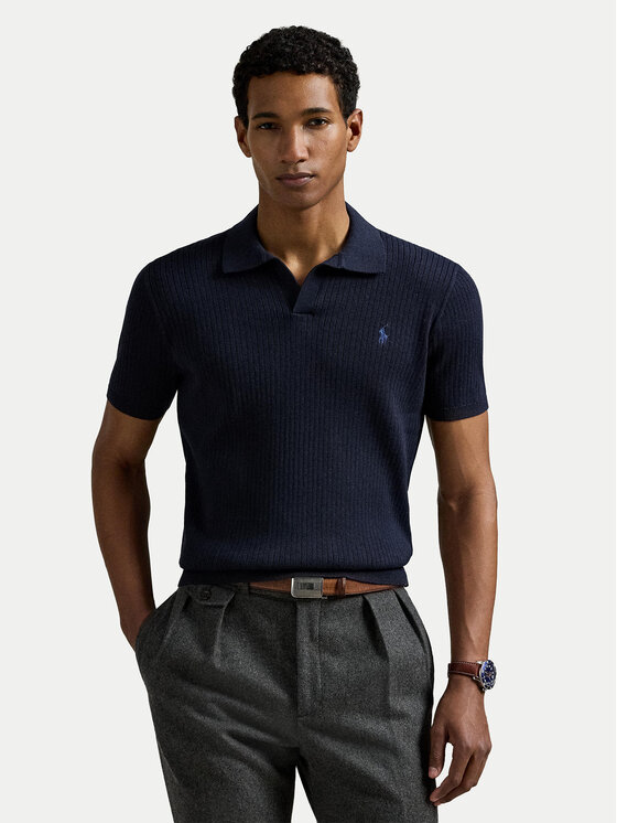 Polo Ralph Lauren Тениска с яка и копчета 710979100001 Тъмносин Regular Fit цвят на ниска цена