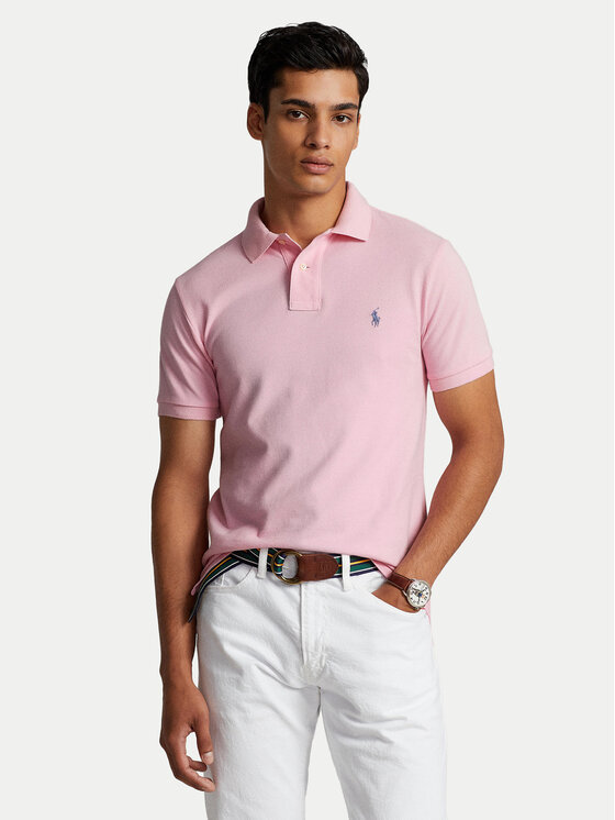 Polo Ralph Lauren Тениска с яка и копчета Core Replen 710795080 Розов Slim Fit цвят на ниска цена