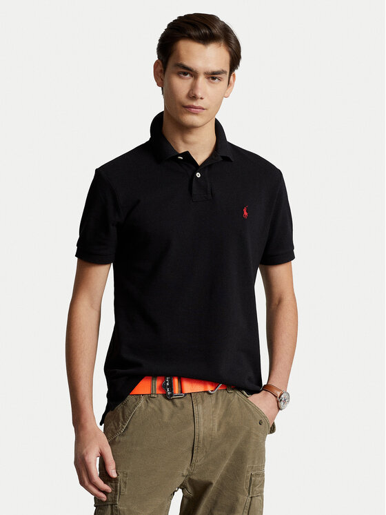 Polo Ralph Lauren Тениска с яка и копчета Core Replen 710795080 Черен Slim Fit цвят на ниска цена