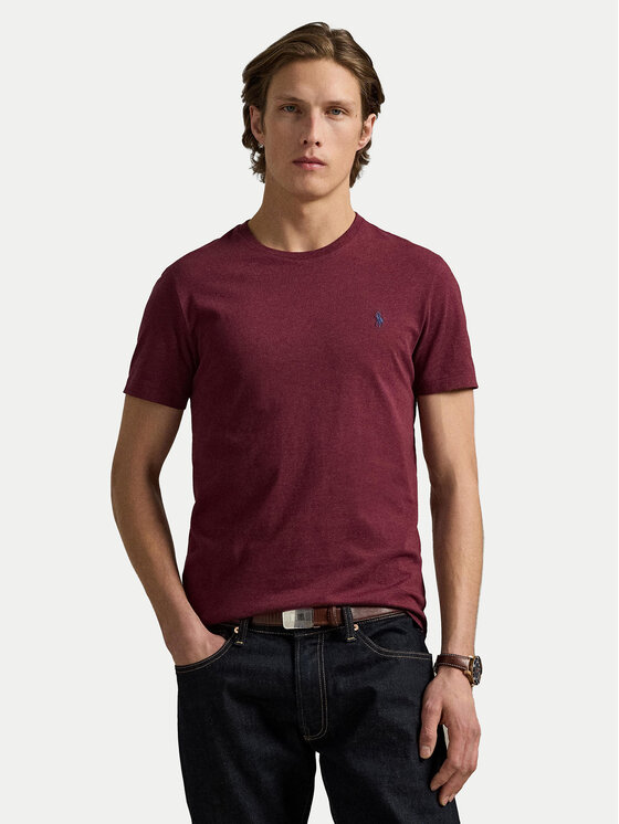 Polo Ralph Lauren Тишърт 710671438283 Бордо Custom Slim Fit цвят на ниска цена