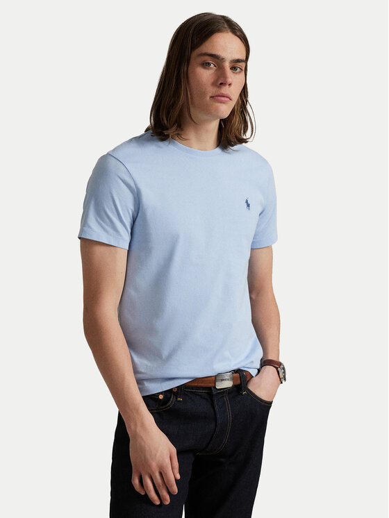 Polo Ralph Lauren Тишърт 710671438444 Светлосиньо Custom Slim Fit цвят на ниска цена