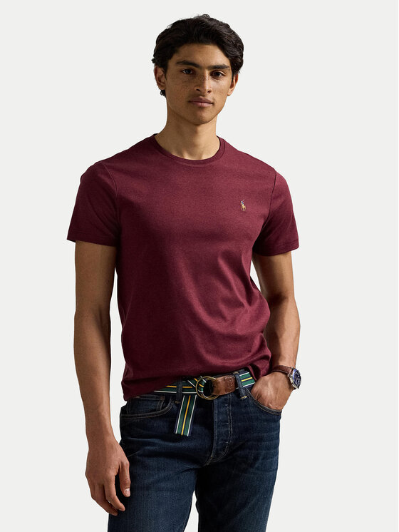 Polo Ralph Lauren Тишърт 710740727098 Бордо Custom Slim Fit цвят на ниска цена