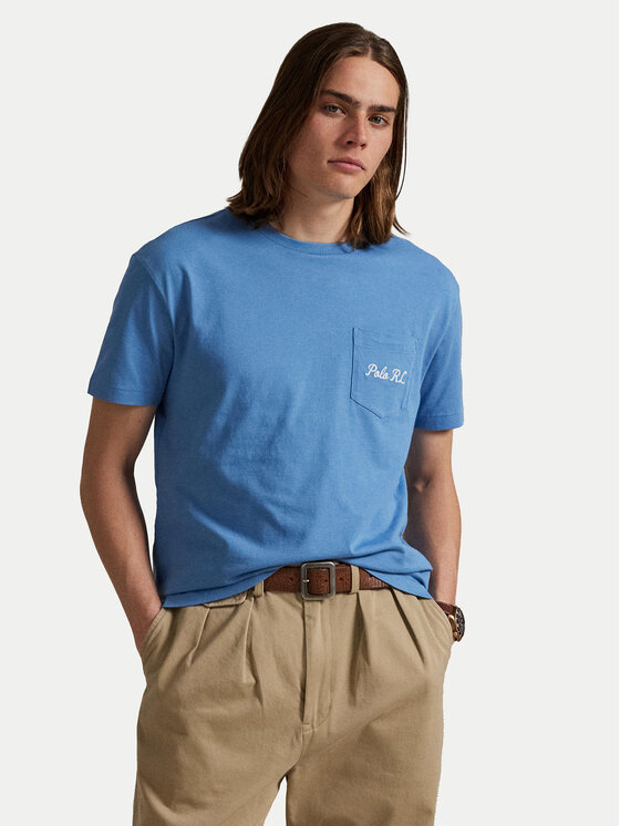 Polo Ralph Lauren Тишърт 710P00084001 Син Custom Slim Fit цвят на ниска цена