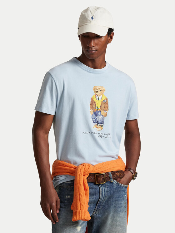 Polo Ralph Lauren Тишърт 710P07347001 Светлосиньо Regular Fit цвят на ниска цена