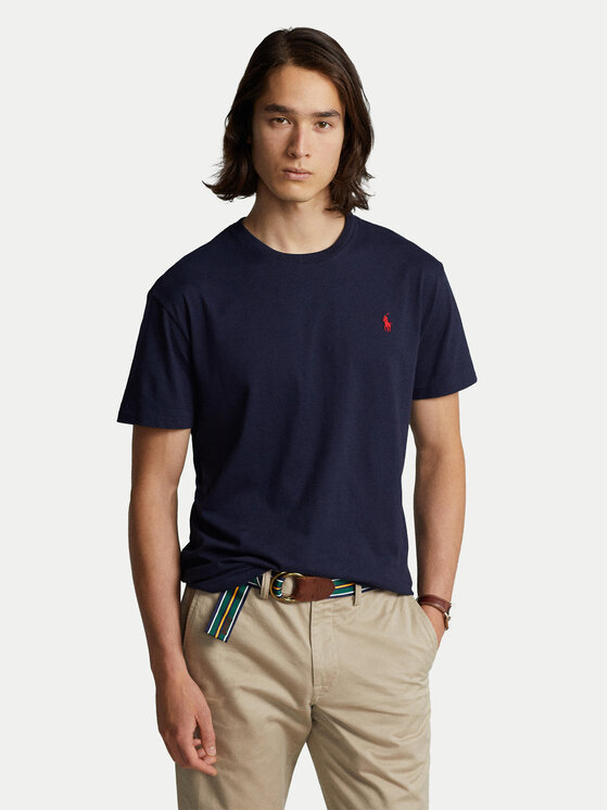 Polo Ralph Lauren Тишърт Bsr 710680785 Тъмносин Custom Slim Fit цвят на ниска цена