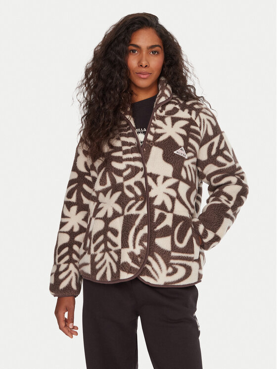 Quiksilver Полар Chalok EQWPF03003 Кафяв Relaxed Fit цвят на ниска цена