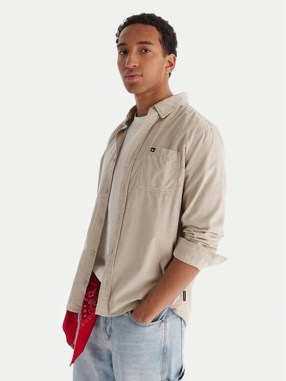 Quiksilver Риза Smoke Trail EQYWT04652 Бежов Regular Fit цвят на ниска цена