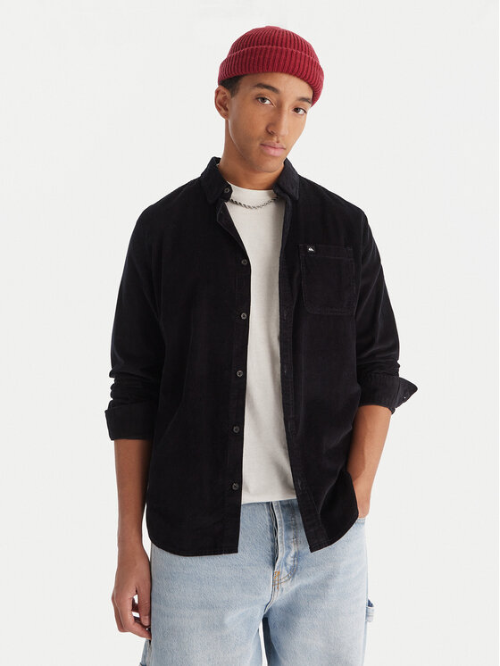 Quiksilver Риза Smoke Trail EQYWT04652 Черен Regular Fit цвят на ниска цена