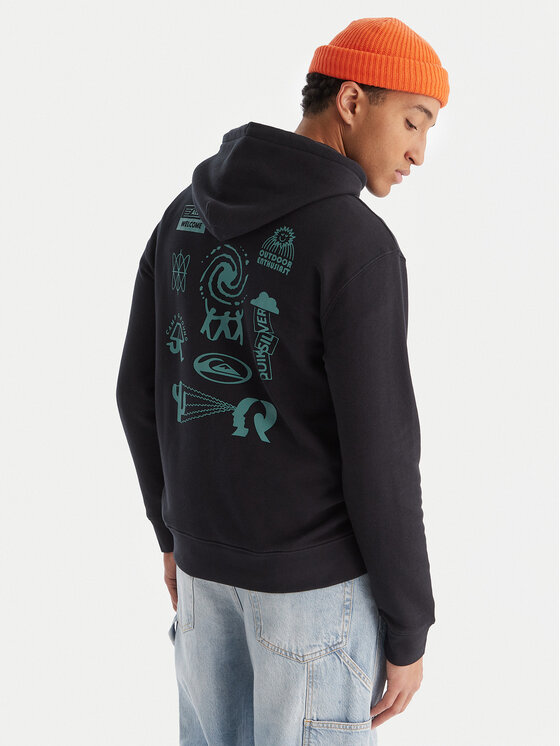 Quiksilver Суитшърт EQYFT05126 Черен Comfort Fit цвят на ниска цена