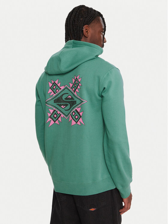 Quiksilver Суитшърт Graphic EQYFT05131 Зелен Regular Fit цвят на ниска цена