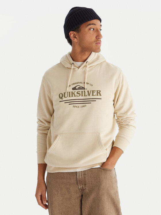 Quiksilver Суитшърт Screen Fleece Classic EQYFT05137 Бежов Regular Fit цвят на ниска цена