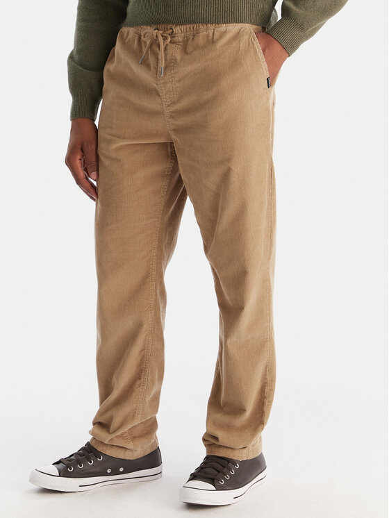 Quiksilver Текстилни панталони Taxer Regular Cord EQYNP03315 Кафяв Regular Fit цвят на ниска цена