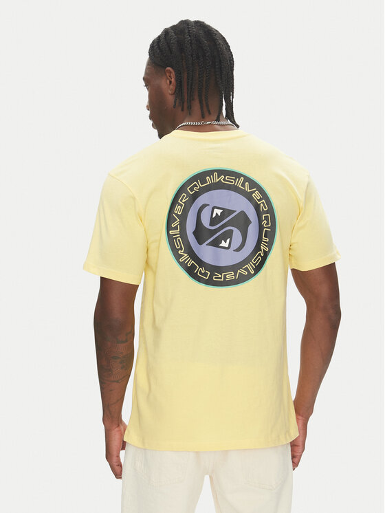 Quiksilver Тишърт Circle Back Ss EQYZT08054 Жълт Regular Fit цвят на ниска цена