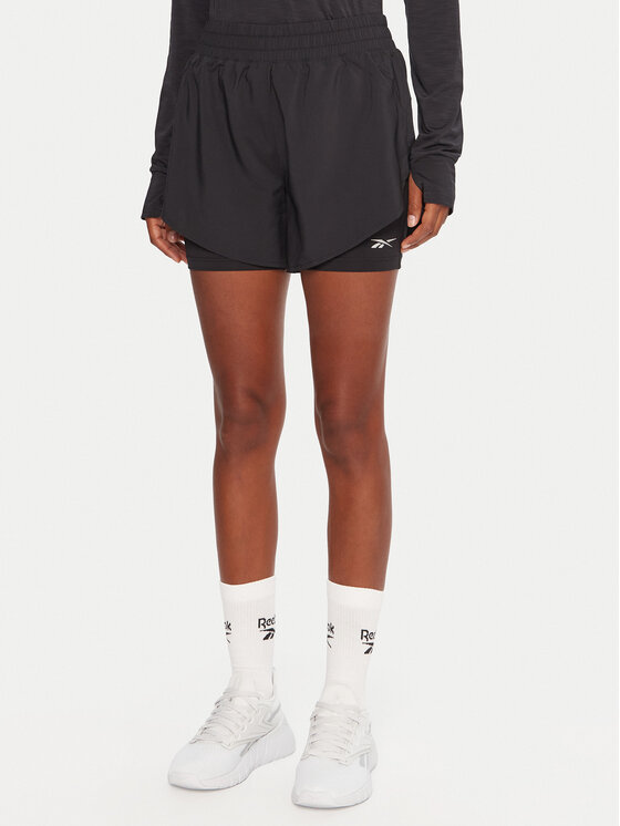 Reebok Спортни шорти RK25186CCW Черен Slim Fit цвят на ниска цена