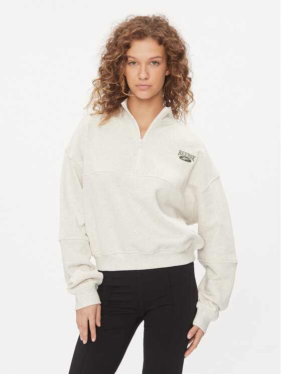 Reebok Суитшърт Classics Coverup HZ8102 Екрю Regular Fit цвят на ниска цена