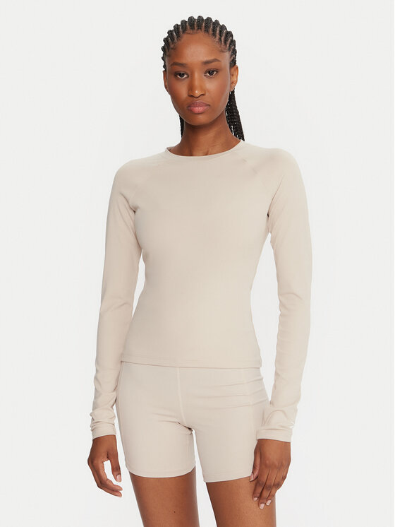 Reebok Тениска от техническо трико Reebok X Ewa Chodakowska RK25316CCW Бежов Slim Fit цвят на ниска цена