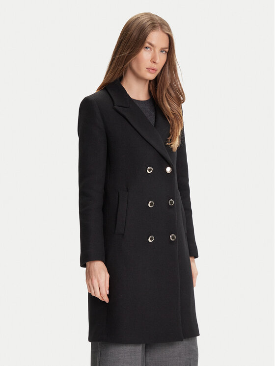 Rinascimento Вълнено палто CFC0126118003 Черен Regular Fit цвят на ниска цена