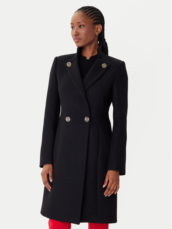 Rinascimento Вълнено палто CFC0126218003 Черен Regular Fit цвят на ниска цена