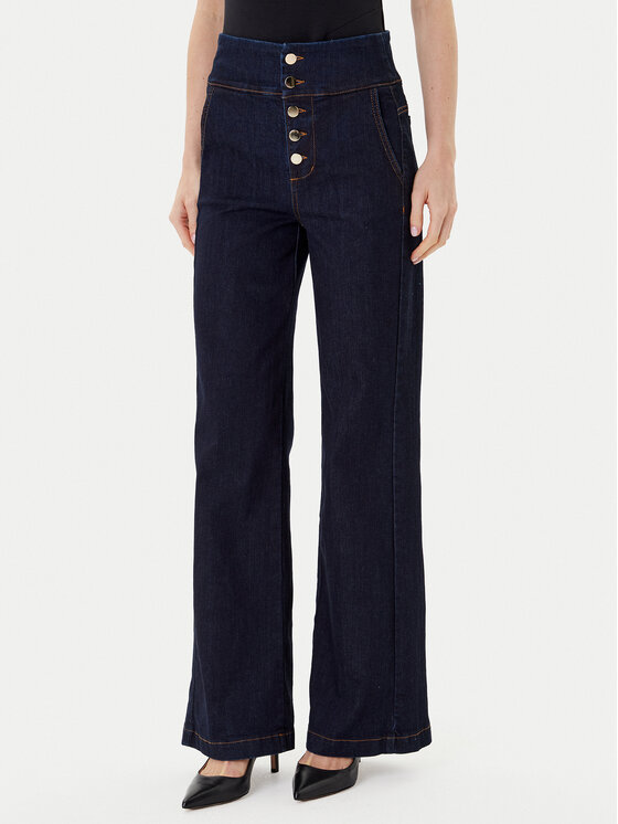 Rinascimento Дънки CFC0124932003 Тъмносин Wide Leg цвят на ниска цена