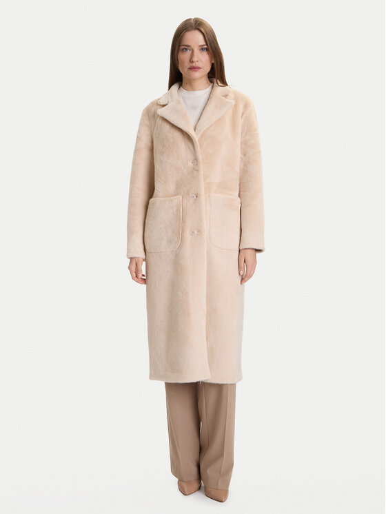 Rinascimento Кожено палто CFC0122205003 Бежов Regular Fit цвят на ниска цена