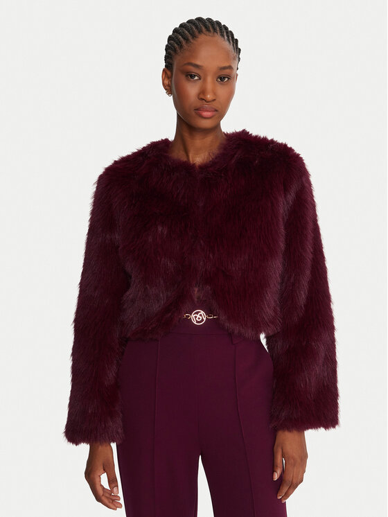 Rinascimento Кожено палто CFC0125075003 Бордо Regular Fit цвят на ниска цена