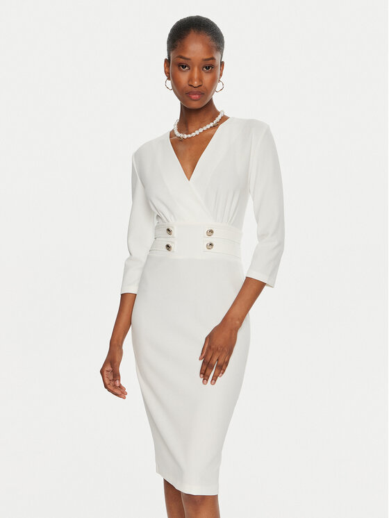 Rinascimento Коктейлна рокля CFC0119920003 Бял Regular Fit цвят на ниска цена